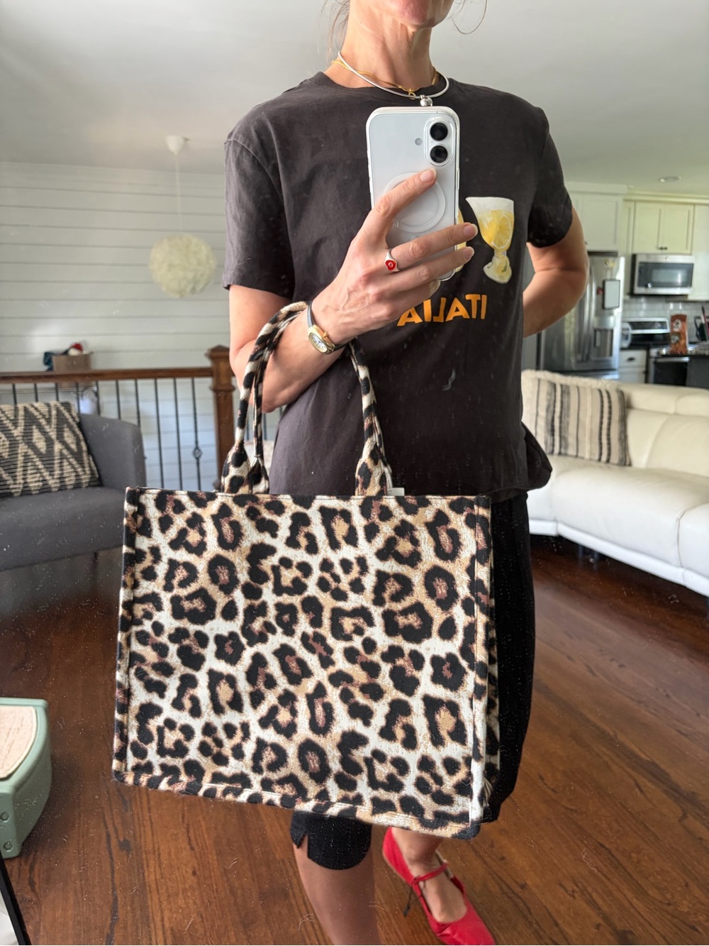 H&M Leopard Print Tote in Brown and Black - Picture 4 of 6